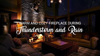 Relaxing Crackling Fireplace | Rain & Thunderstorm Sounds