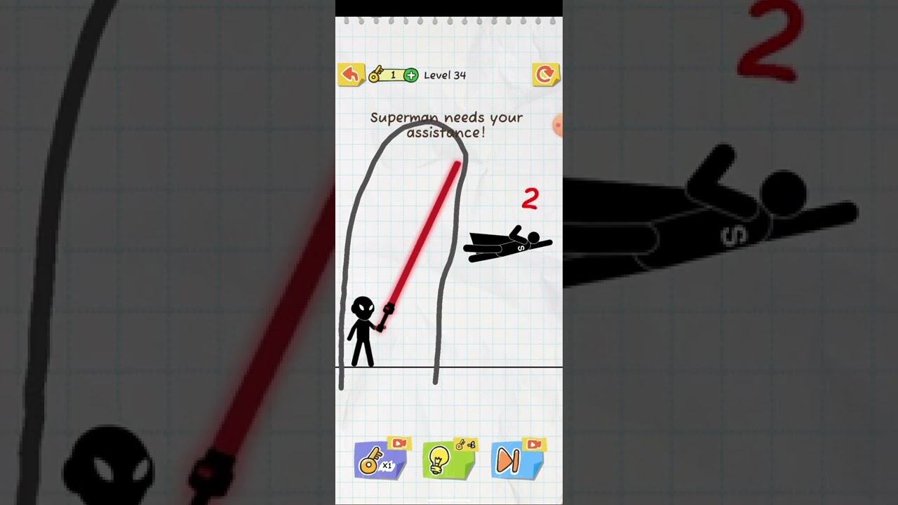 Draw 2 Save Stickman Puzzle Level 34: Superman needs your assistance
