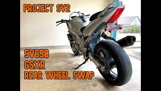 SV650 GSXR Rear Wheel Swap Details