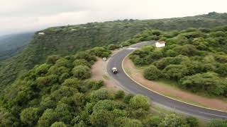 A cinematic 4K drone shot of the ring road around Lake Manyara in Tanzania