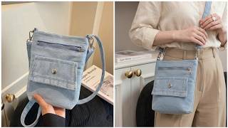 👜 Easy Bag From Old Jeans With Pocket and Zipper | Bolso sencillo desde vaqueros | Upcycled Crafs