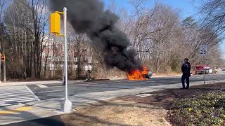 Pre arrival - Fully involved vehicle fire - Explosions! - University drive and Ox road - Fairfax, VA