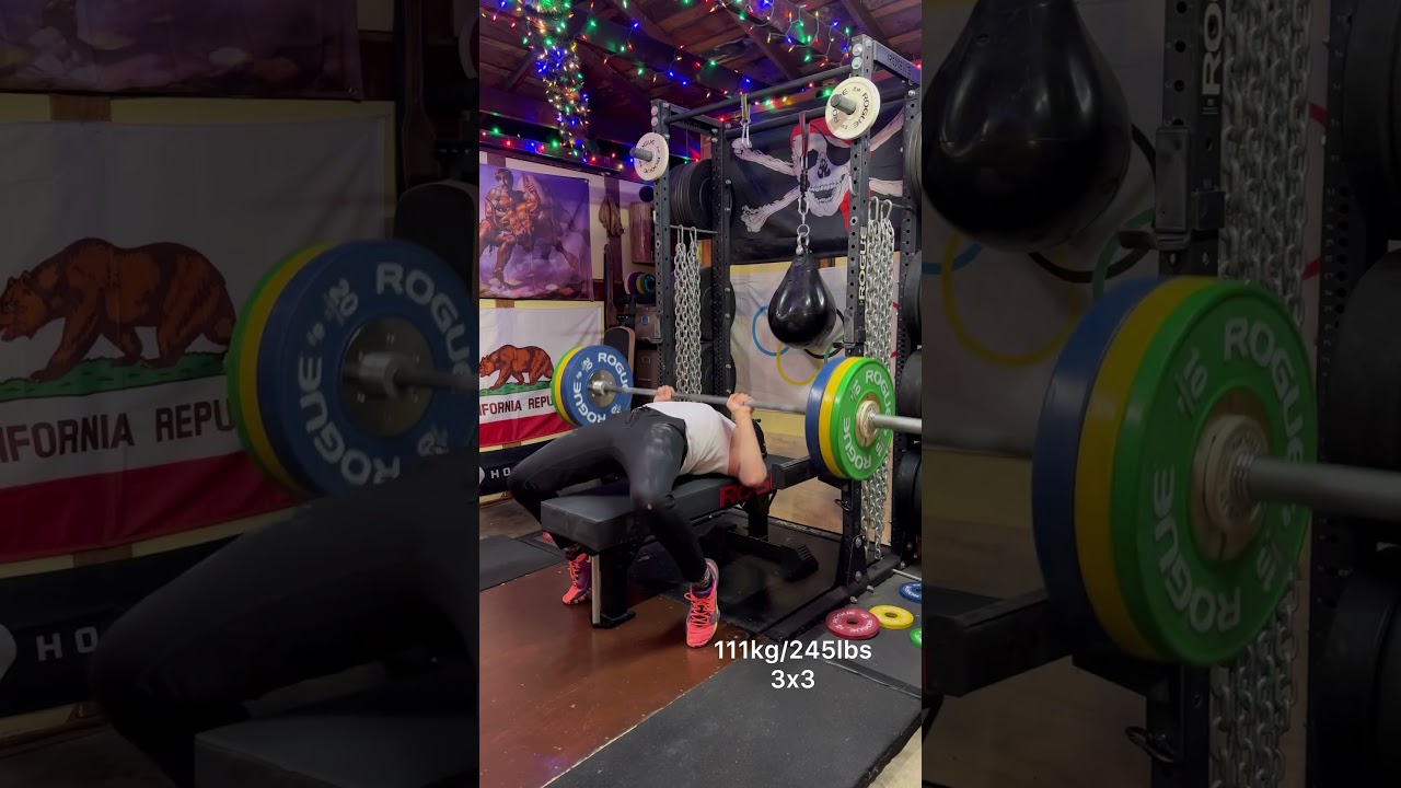 245lbs (111kg) 3x3 bench
