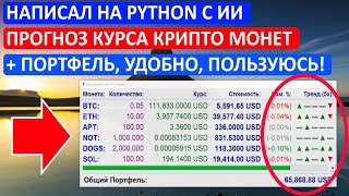 Написал программу прогноза тренда крипто монет на Python с помощью ИИ + портфель  монет