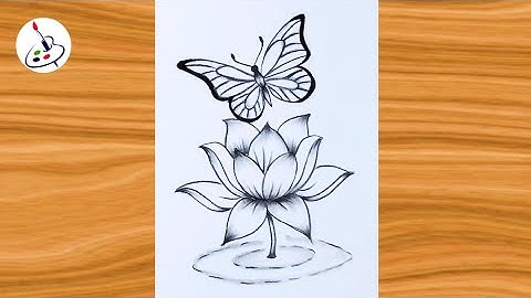 How to draw a butterfly on flower||Simple Pencil Sketch||Easy Drawing ideas for Beginners 