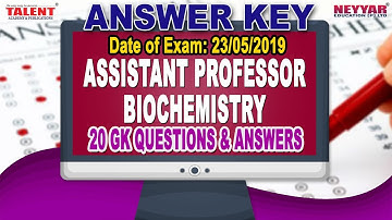 Kerala PSC Exam (23-05-2019) Assistant Professor Biochemistry GK Questions Answer Key