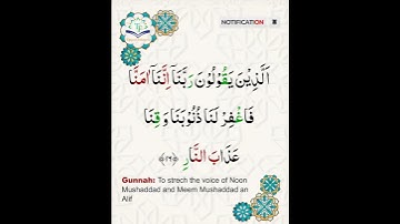 Learn Tajweed of Surah Al-Imran 16  to 17 | سورة العمران -  تعلم التجويد  - Rules + Practice