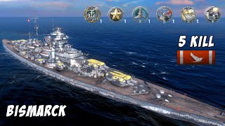 Bismarck , Kraken Unleashed 64k damage 5 kills | World of Warships Blitz