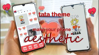 how to make your phone aesthetic | BT21 tata theme, Taehyung aesthetic | white and red aesthetic screenshot 4