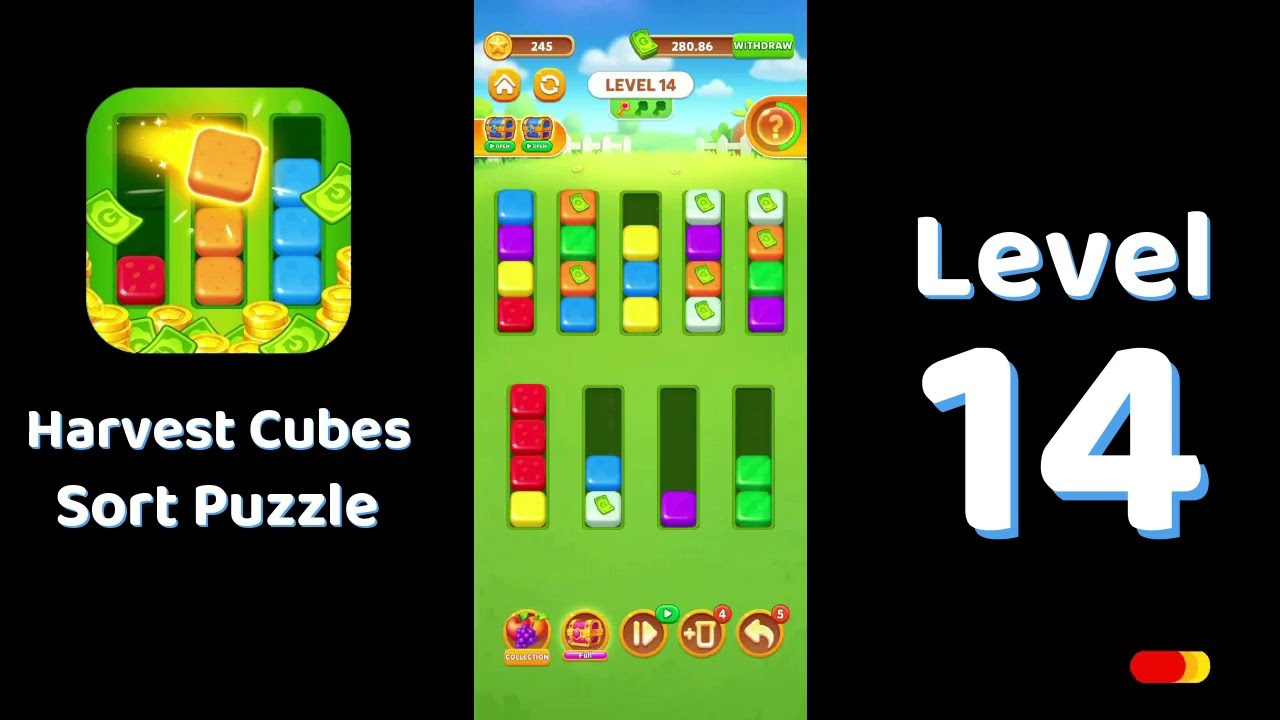 🎮 Harvest Cubes Level 14 Walkthrough 🌱🧩 | Relaxing Sort Game | Solutionguruji