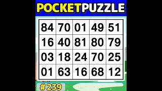 【Pocket Puzzle】 Improve memory & focus with number search 《Number Search|Brain training》 #239