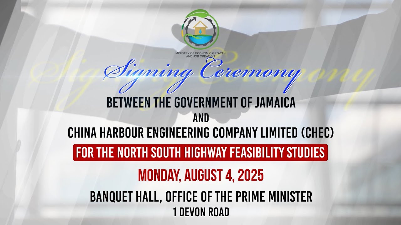 JISTV | Signing Ceremony for the North South Highway Feasibility Studies between the GOJ and CHEC