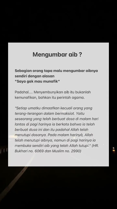 Mengumbar aib sendiri ? | padahal menyembunyikan aib adalah perintah agama