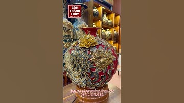 Bình hút tài lộc Công phú quý cao cấp vẽ vàng 24k màu đỏ cao 40cm #binhhuttailoc #binhhutloc