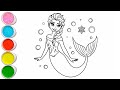 Cute Mermaid Drawing for kids, Painting & Coloring for kids, Toddlers | Let's Draw Together