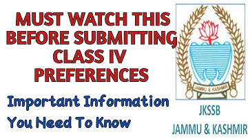 How To Submit JKSSB Class IV preferences