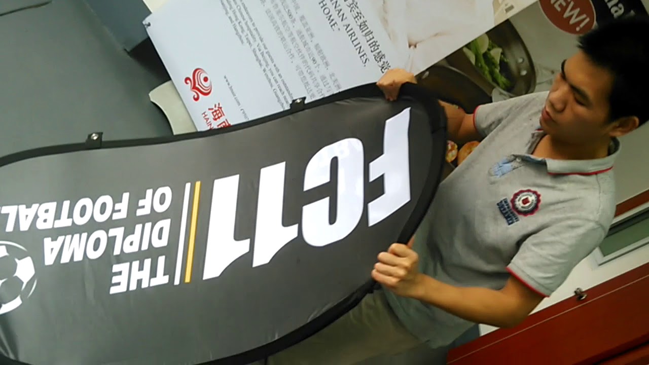 how to open and close the fabric pop up a frame banner