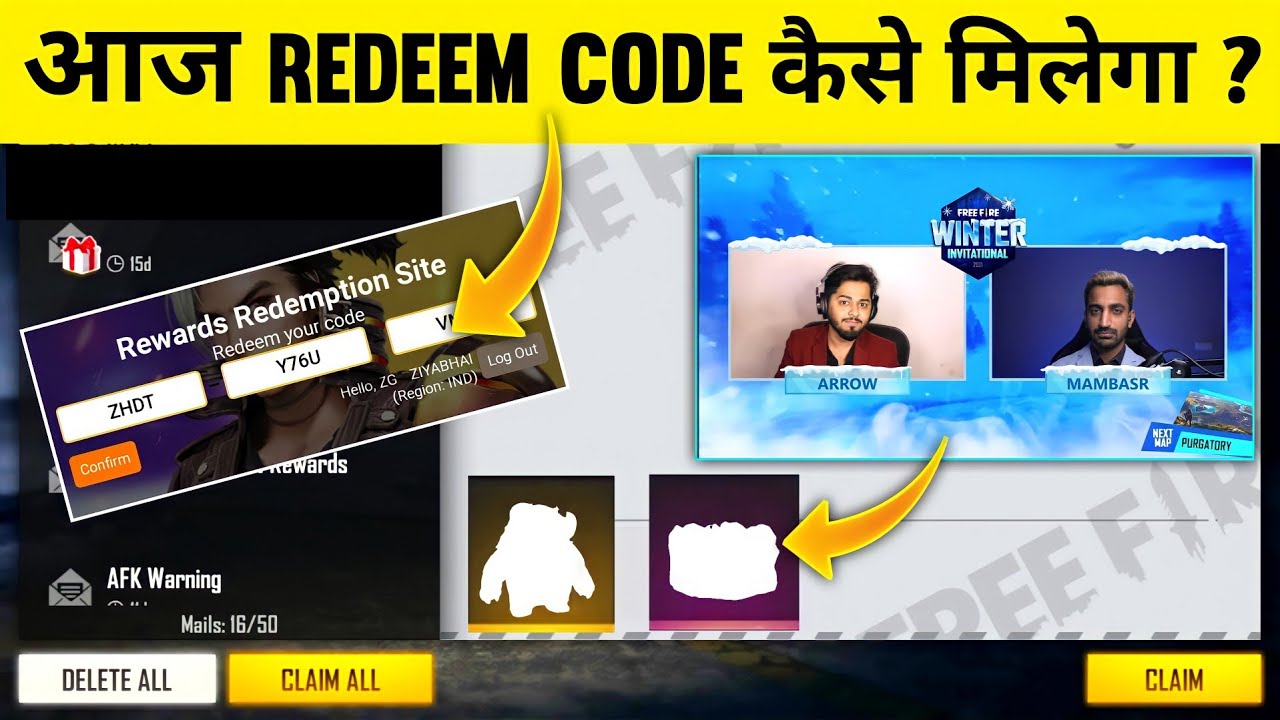 TODAY REDEEM CODE REWARDS - ? FREE FIRE WINTER INVITATIONAL FINAL DAY REWARDS ?