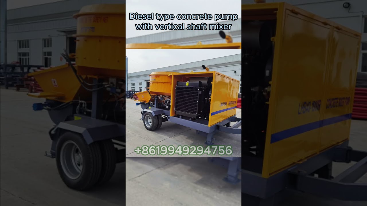 Diesel Type Concrete Pump With Vertical Shaft Mixer Hengyuan Machines