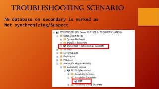 Database is in Not Synchronizing/Suspect on the secondary server