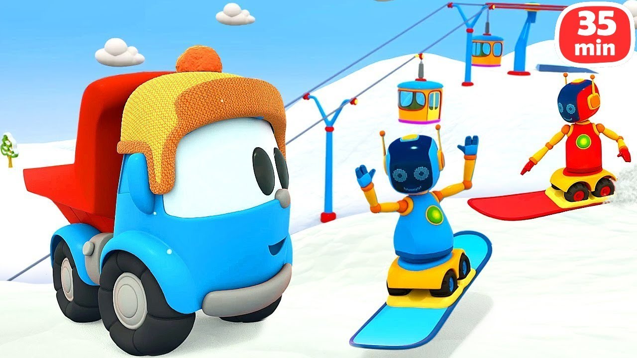 Bebek videoları. Oyuncak kamyon Leo ile kış oyunları. Bebek oyunları.