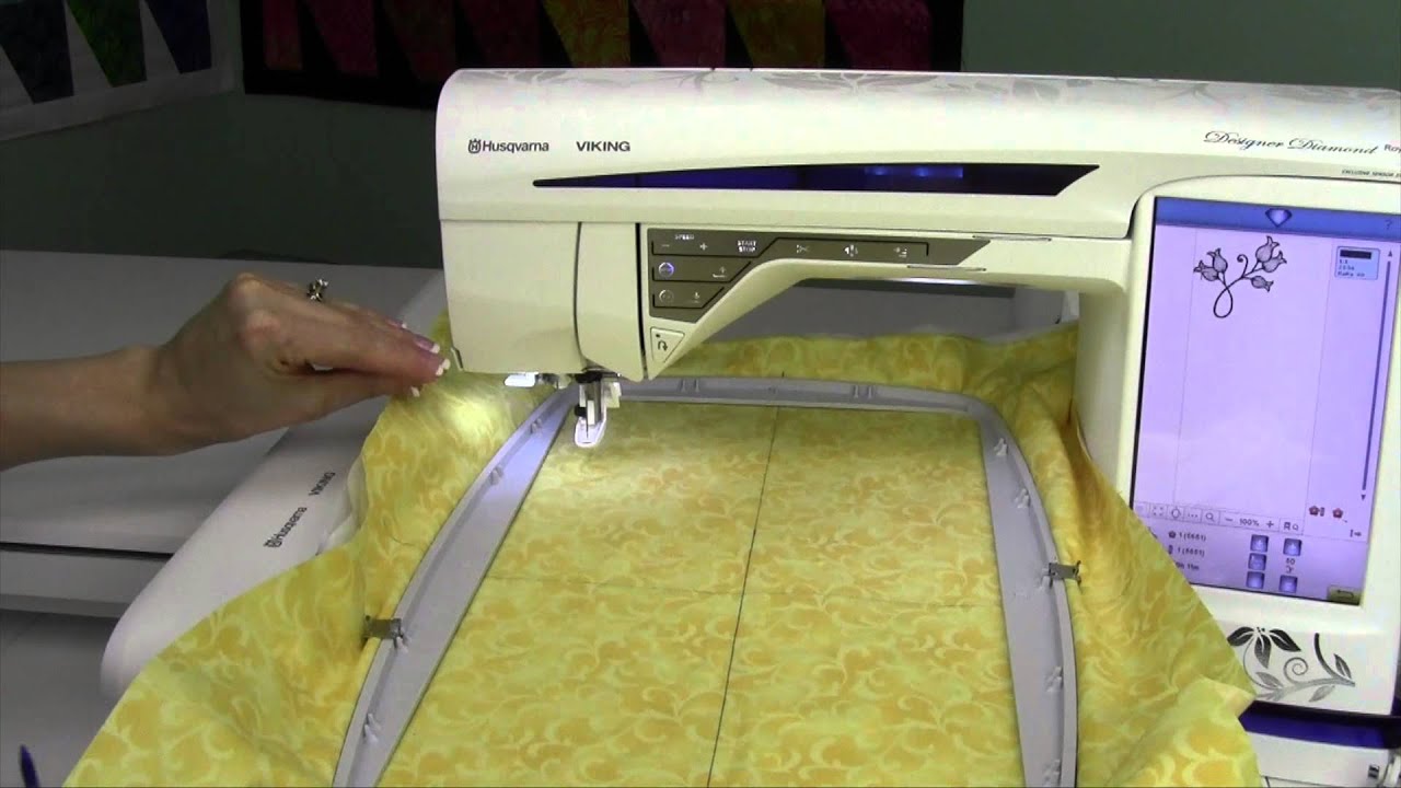 Husqvarna Viking Designer Diamond 63 How to Embroider a Built-in Embroidery  Design - YouTube