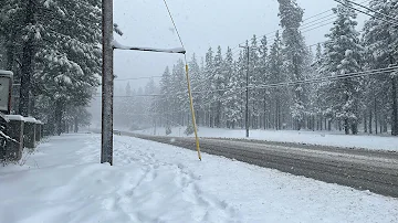 🔴Drive LIVE in Big Bear during heavy snow. March madness of snow up here. 3/30/24