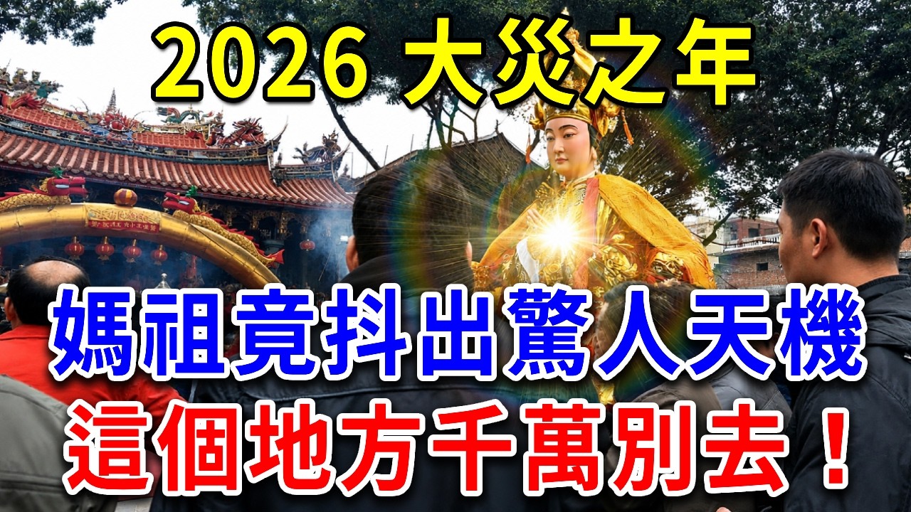 2026大災之年，白沙屯媽祖，在回答世俗的7個問題時，竟不小心抖出了驚人的天機！這個地方千萬別去！#白沙屯媽祖 #媽祖顯靈 #媽祖進香 #台灣民間信仰 #2026災難預警 #媽祖天機 #白沙屯媽祖神蹟 縮圖