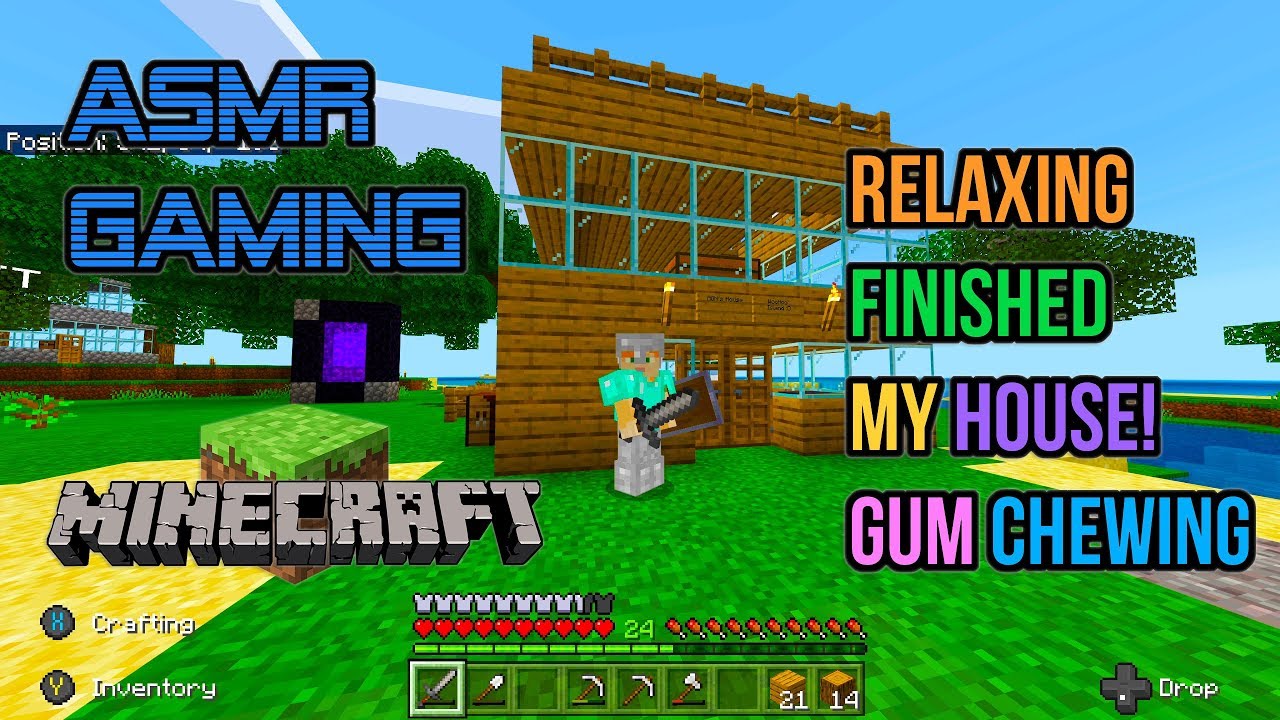 ASMR Gaming | Minecraft Relaxing Finished My House! Gum Chewing 🎮🎧Controller Sounds😴💤