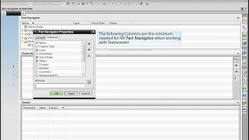 NX Part Navigator Column Settings