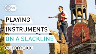 Musical Performance 50 Meters Above Ground On A Slackline In The South Of France | Houle Douce