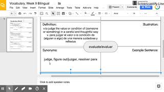 Vocabulary, Week 9 Bilingual - Google Slides