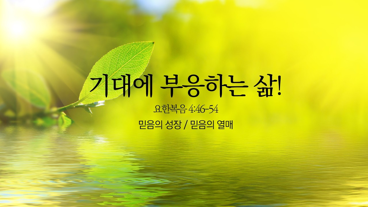 [예원교회] 주일 예배 설교 (2부) - 기대에 부응하는 삶!(요4:46-54) - 정은주목사 - 2026.02.22.
