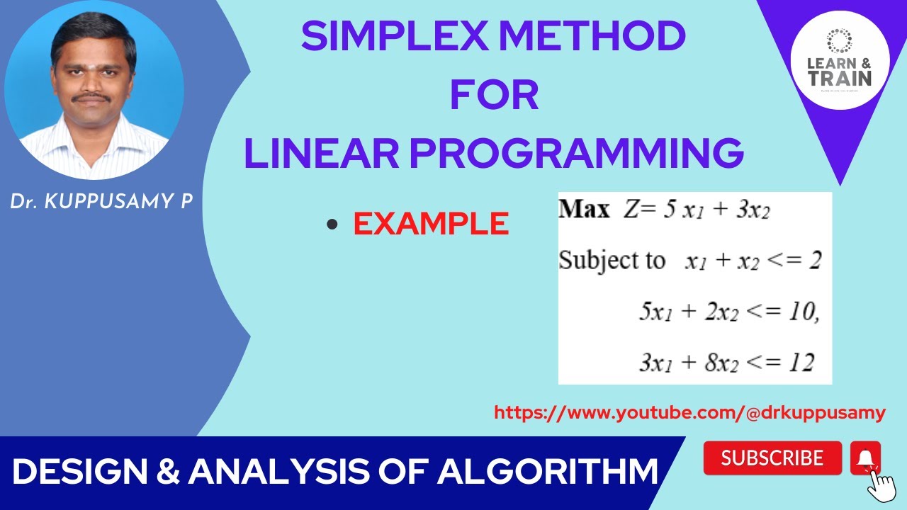 41 Simplex Method for Linear Programming Problem (LPP) - Example - YouTube