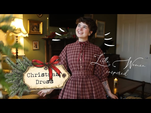 I made a LITTLE WOMEN inspired Christmas dress 🎄 | Sew with me