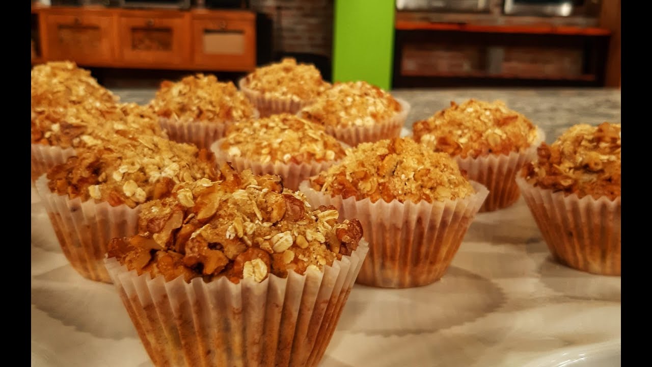 Receta dulce Muffins de avena y manzana YouTube