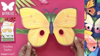 Printable Cloudless Suplhur butterfly mask template Paper butterfly mask tutorial Happythought