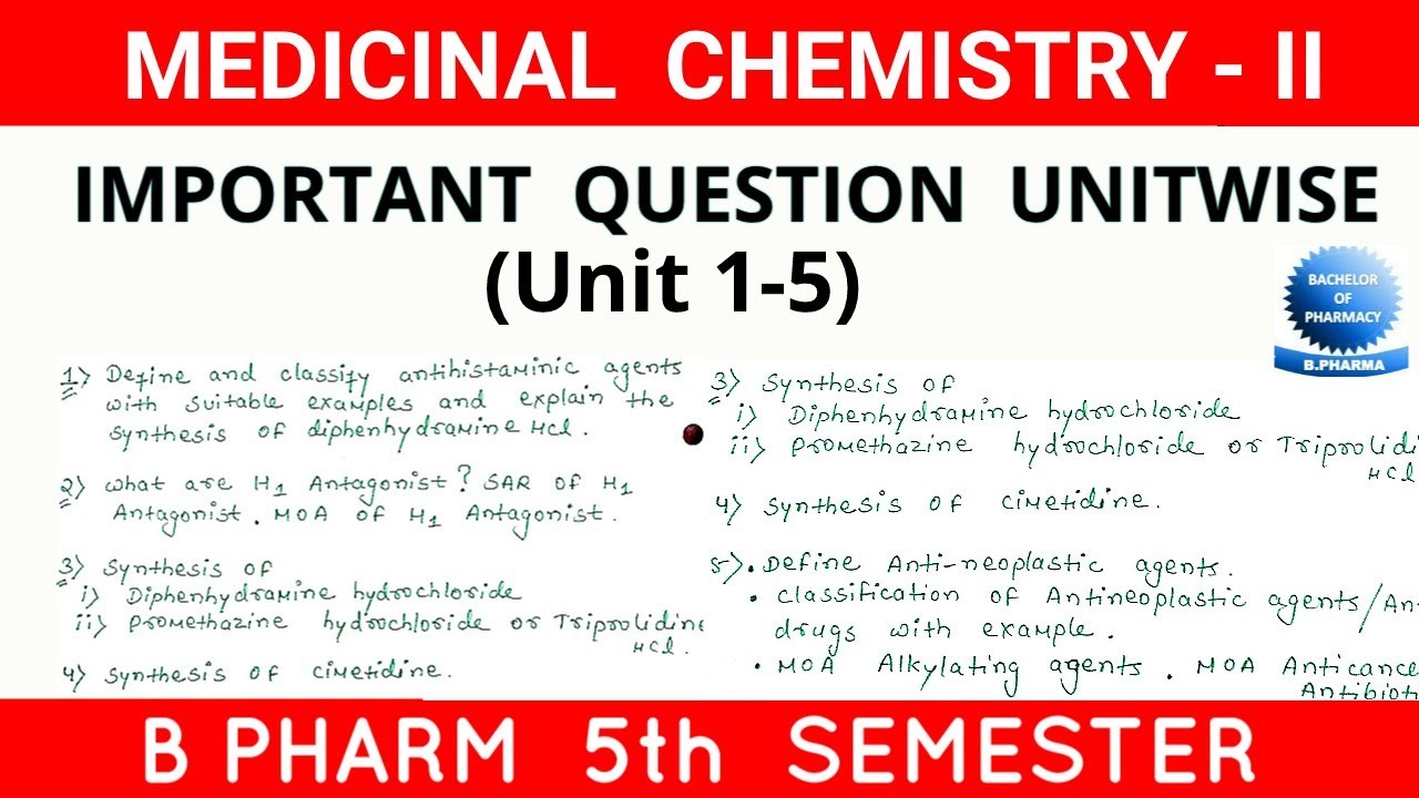 Medicinal chemistry 2 important question || B pharm 5th semester ...