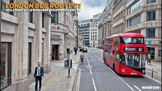 Experience London Bus 21: Upperdeck pointofview from North to Southeast London with some rain