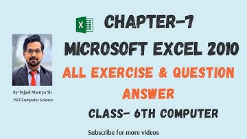 Class 6 Computer | Chapter 7 Ms Excel 2010 Question Answers | Solutions