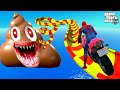 الرجل العنكبوت يقود المياه الشريحة أنبوب التحدي Spider man Drive Water Slide Challenge Poop pit GTA