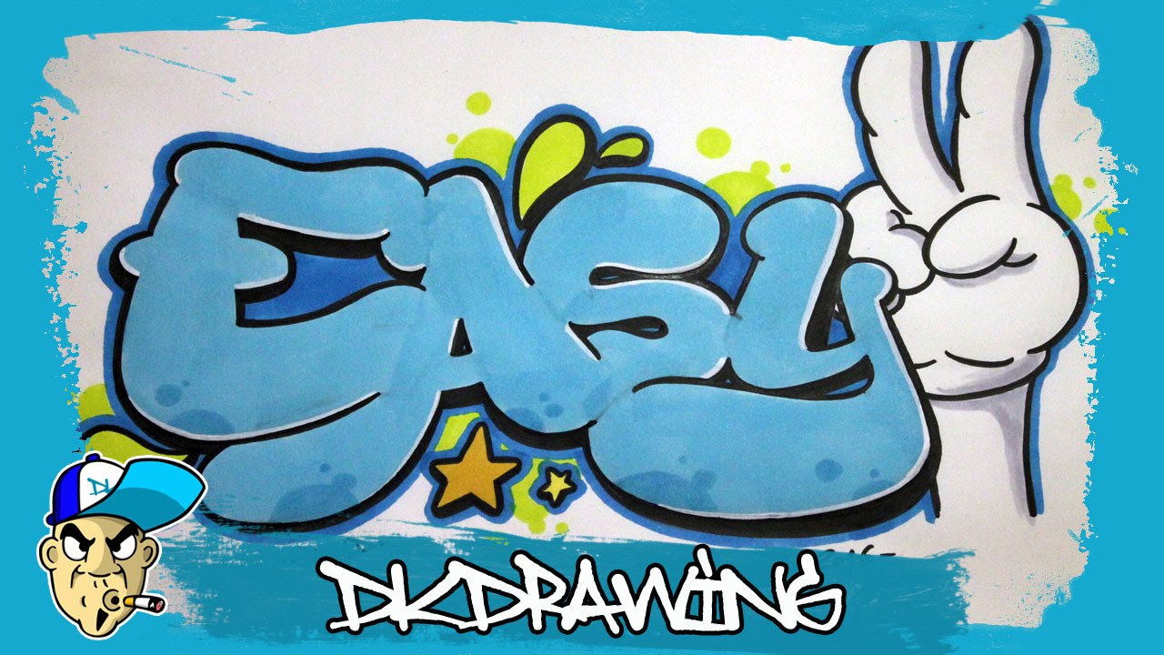 Graffiti Tutorial - How to draw easy graffiti bubble style letters by