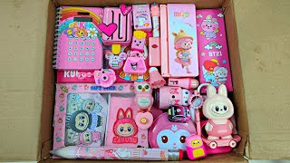 Unboxing Satisfying Pink Stationery, Gift Pack, Desk Lamp, Pencil Box, Pouch, Eraser, Notebook, Pen