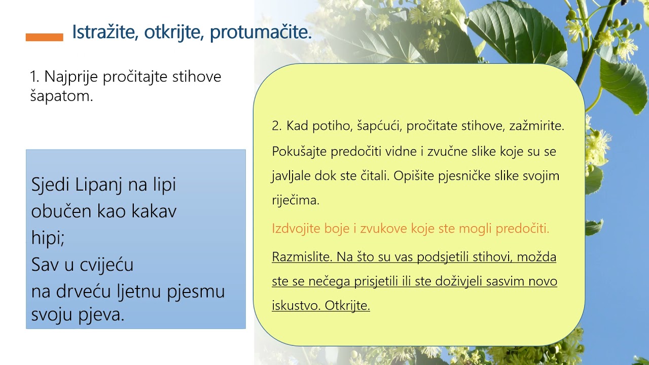 Hrvatski jezik 6.r OŠ - Pozdrav ljetu (lirska pjesma)