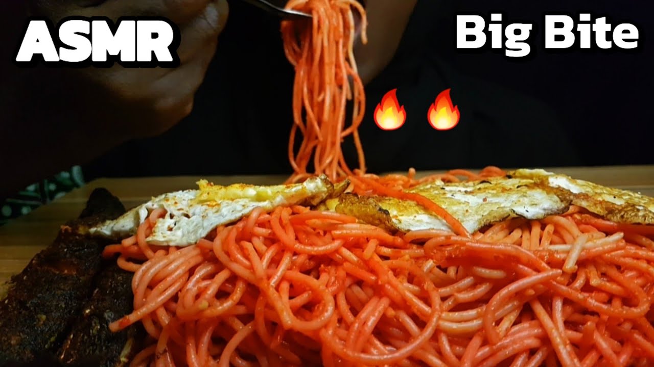 ASMR SPICY SPAGHETTI+ OMLET + GRILL FISH MUKBANG