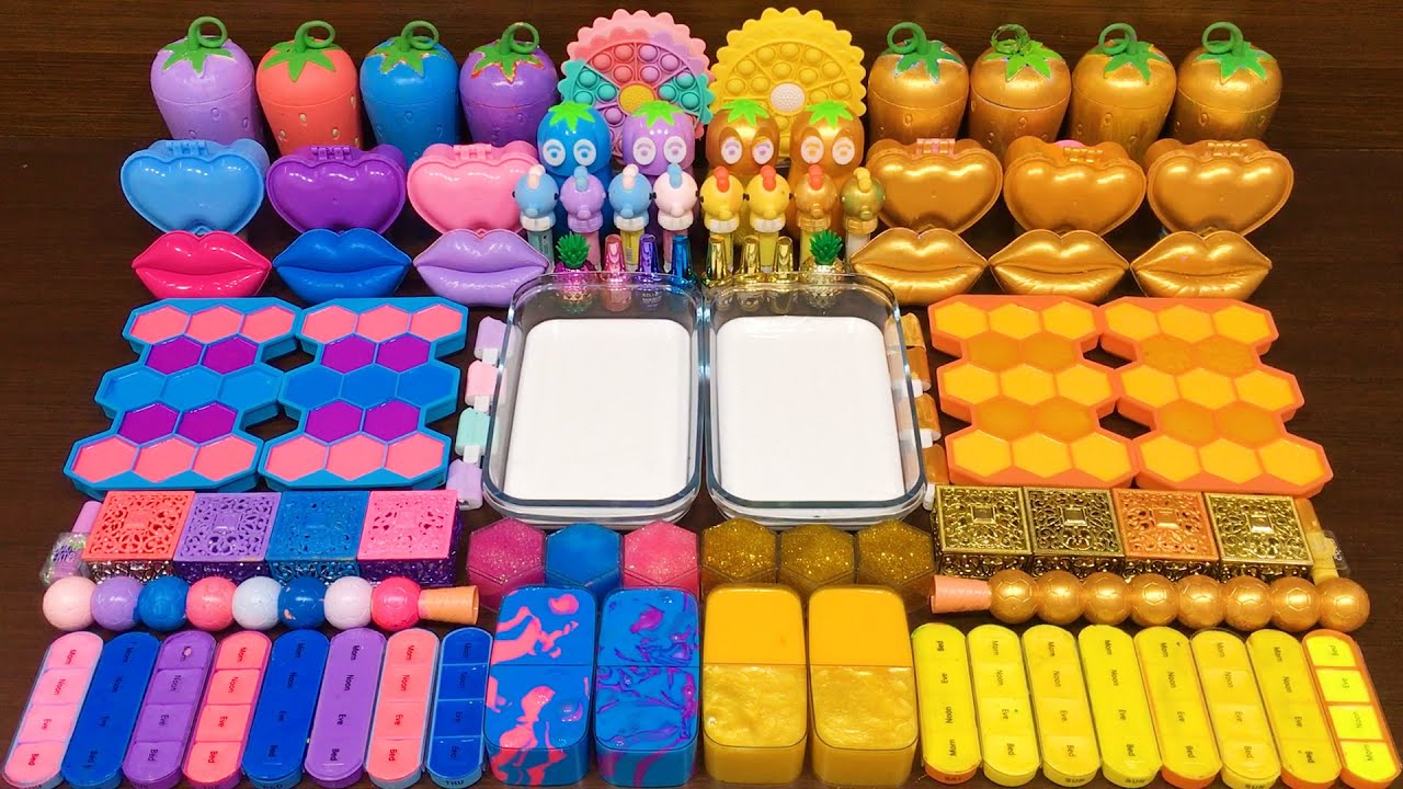 GALAXY vs GOLD!! Mixing Random Things into GLOSSY SLIME!!! Satisfying Video #16