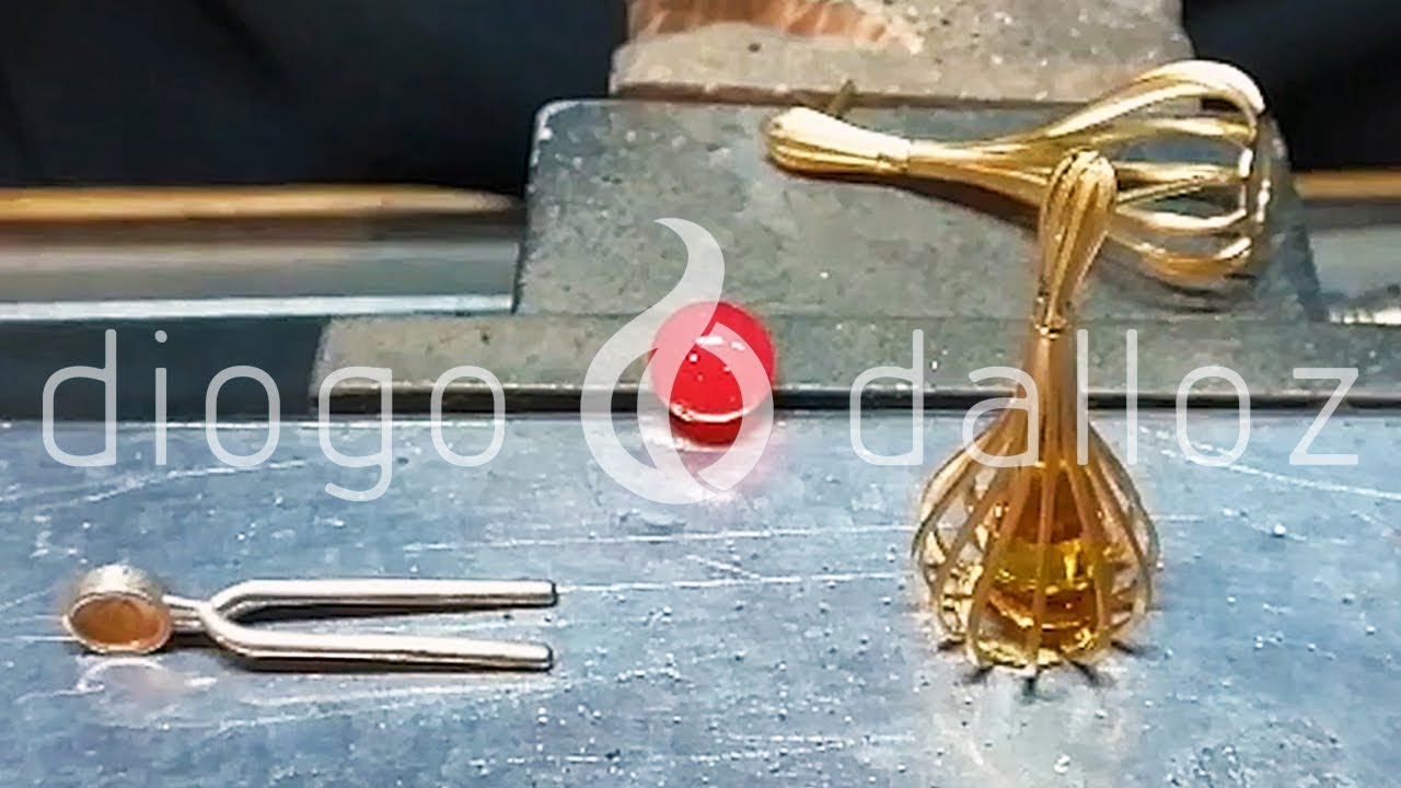 Jewelry Design - "Stone Cage" earring in 19K Yellow Gold. | Handmade |