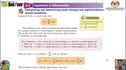11 Add  Maths Form 5 KSSM Differentiation Small Changes And Approximation Of Certain Quantities