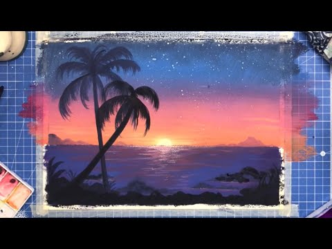 Ep.05 How To Draw Sunset at the beach Scenery - สอนวาดทิวทัศน์ทะเลตอนเย็น