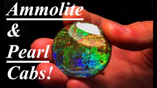 Gorgeous AMMOLITE  and Pearl GEMSTONES! Making Cabochons out of AMMOLITE and PEARL Inlay!